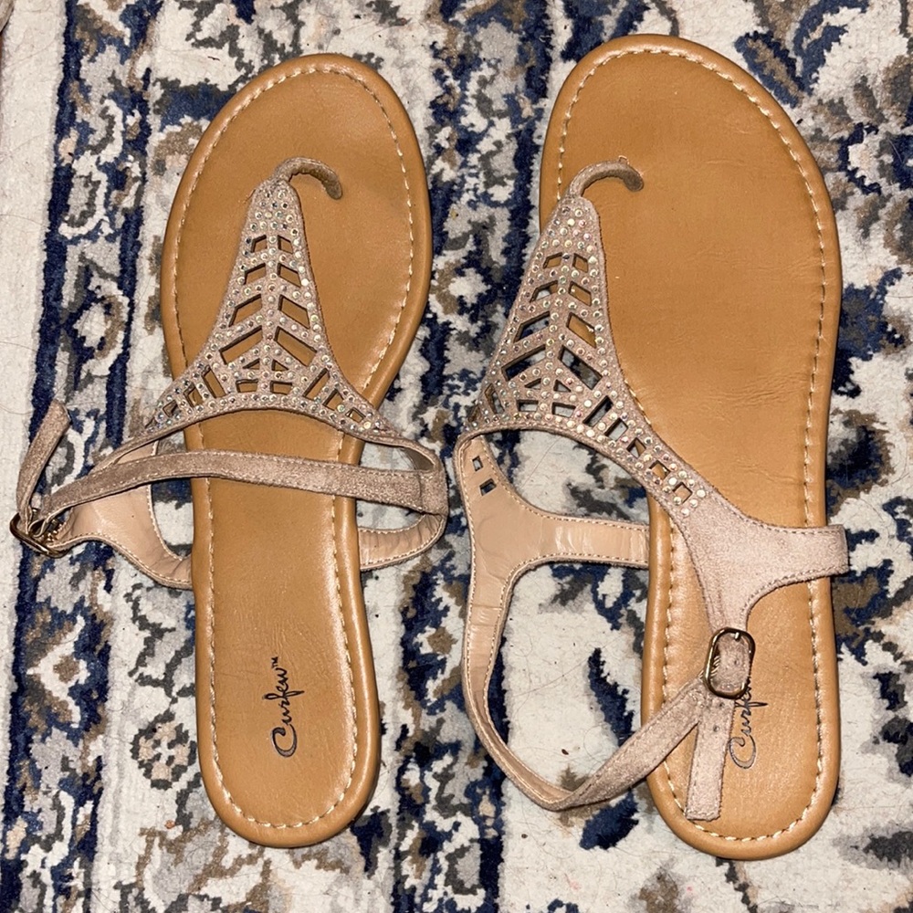 Sparkly cream colored sandals
